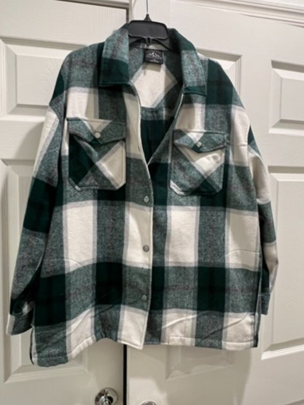 HFX Women's Green & White Flannel Shacket